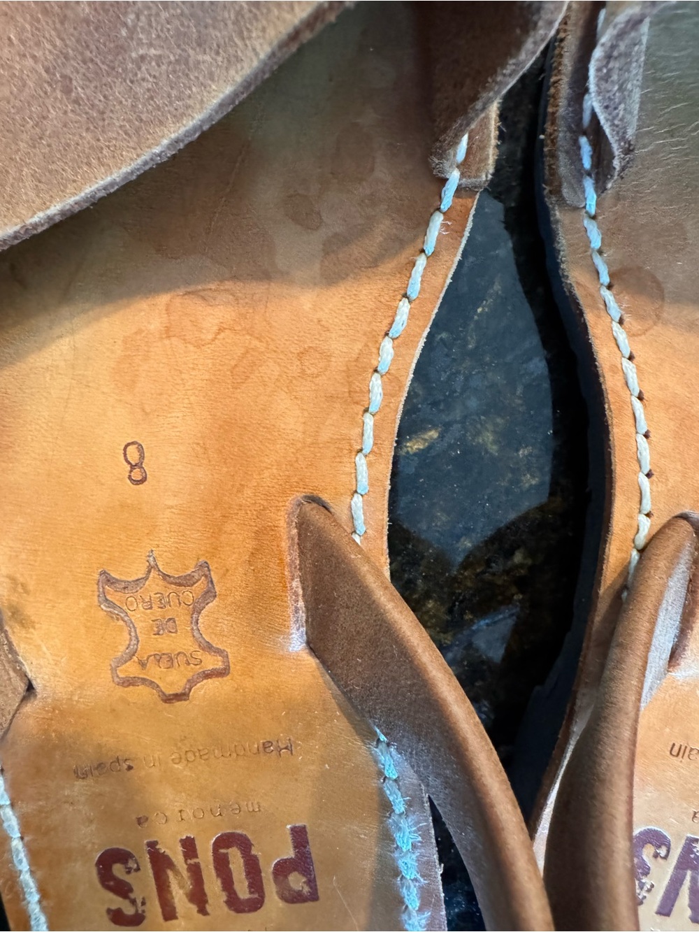Pons Women’s Brown Leather Slingback Flats - Picture 4 of 6